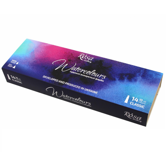 Набор акварельных красок CLASSIC деревянный пенал 14цв. х 10мл туба ROSA Gallery