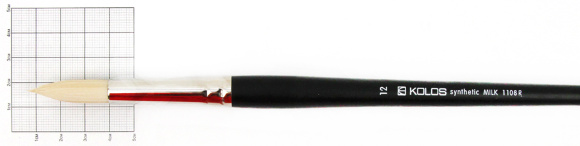 Кисть синтетика круглая Milk 1108R №1 длинная ручка KOLOS