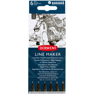 Набор линеров Line Maker Black, 6шт черные, Derwent