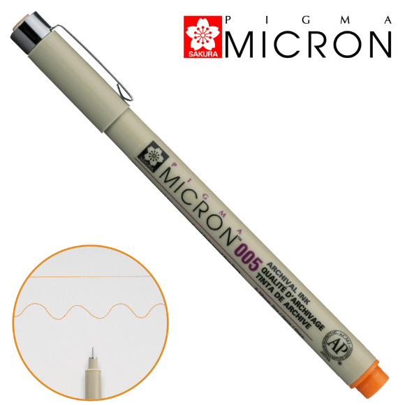 Линер PIGMA MICRON (0.05), 0,2мм Оранжевый, Sakura