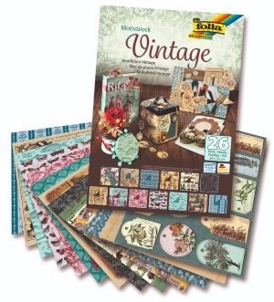 Набор бумаги для скрапа "VINTAGE", 24*34см, 80/270г/м2, 26листов, Folia