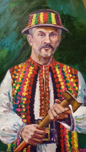 Painting Hutsuls, artist Nina Lytvyn