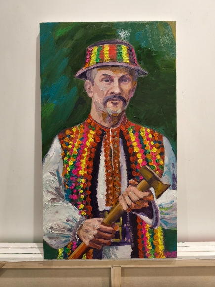 Painting Hutsuls, artist Nina Lytvyn