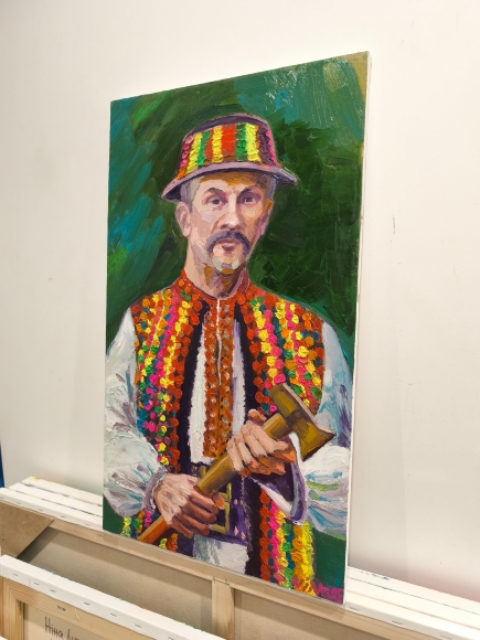 Painting Hutsuls, artist Nina Lytvyn