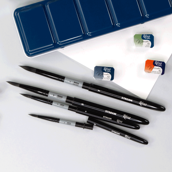 Кисть синтетика круглая TRAVEL BRUSH STREAM 158 №2 короткая ручка ROSA Кисть синтетика круглая TRAVEL BRUSH STREAM 158 №2 короткая ручка ROSA