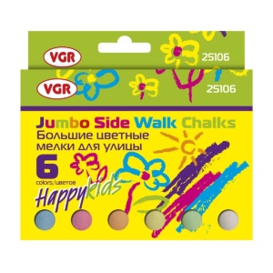 Мел цветной для асфальта 6шт 10х2,5см VGR