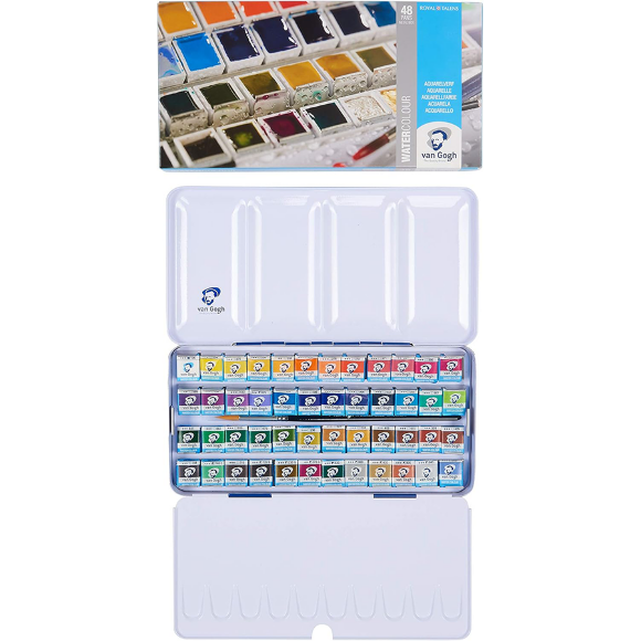 Набор акварельных красок VAN GOGH 48 кювет+кисти Royal Talens