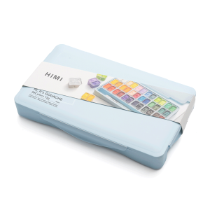 Набор гуашевых красок Twin Cup 36×12мл (в комплекте 3 кисти) синий пластиковый пенал HIMI