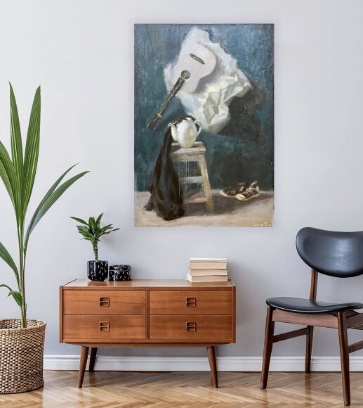Painting Still Life with Guitar, artist Lyusya Petrik Painting Still Life with Guitar, artist Lyusya Petrik