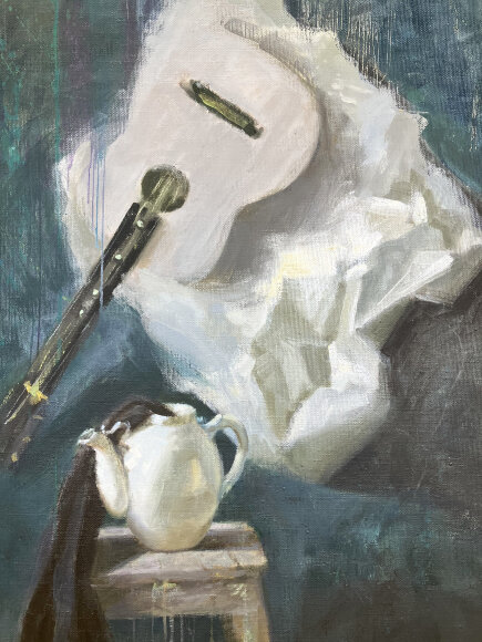 Painting Still Life with Guitar, artist Lyusya Petrik Painting Still Life with Guitar, artist Lyusya Petrik