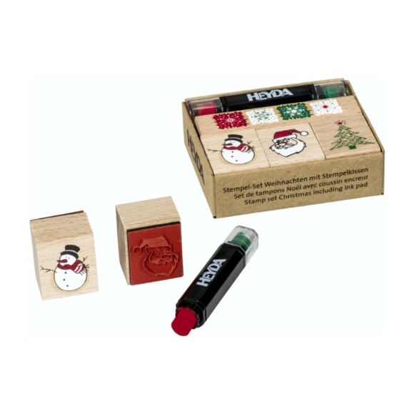 Набор резиновых штампов + чернила Christmas 4шт Heyda