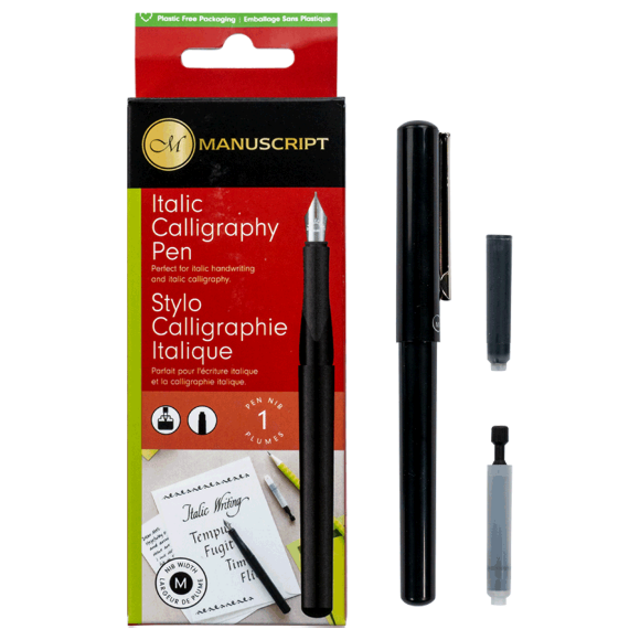 Набор для каллиграфии Italic Calligraphy Pen Medium (перо черный картридж конвертер) Manuscript
