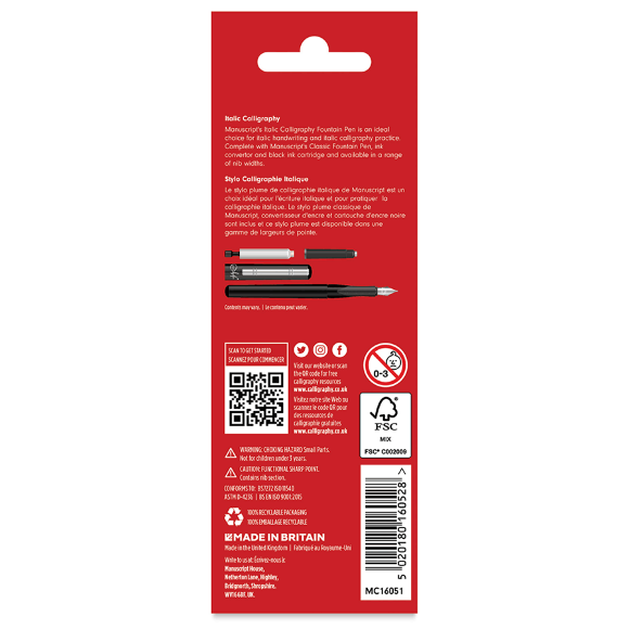 Набор для каллиграфии Italic Calligraphy Pen Medium (перо черный картридж конвертер) Manuscript