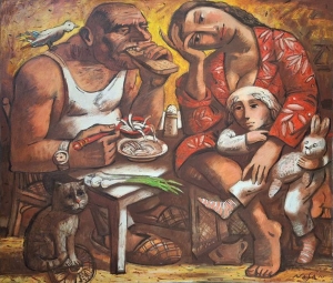 Painting Family. Dinner, artist Vladimir Nosan