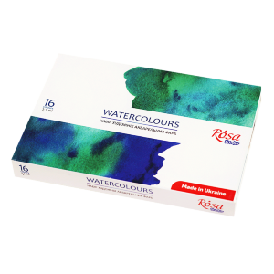 Набор акварельных красок ROSA Studio картонный пенал 16цв. х 2,5мл кювета 340204