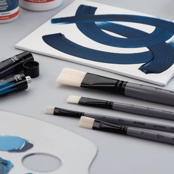 Кисть синтетика плоская INTENSE 1668F №00 длинная ручка ROSA