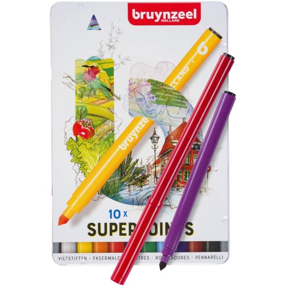 Набор цветных фломастеров EXPRESSION, 10шт, мет. корр., Bruynzeel