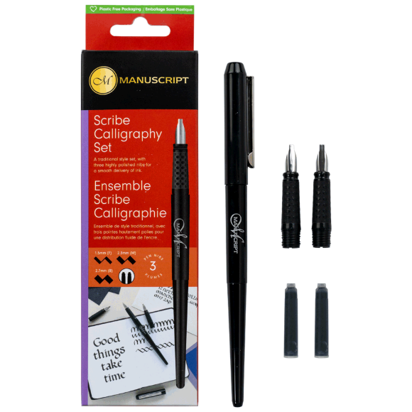 Набор для каллиграфии Scribe Calligraphy 3 Nib Set (ручка 3 пера конвертер картридж) Manuscript