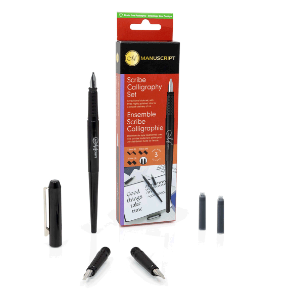 Набор для каллиграфии Scribe Calligraphy 3 Nib Set (ручка 3 пера конвертер картридж) Manuscript