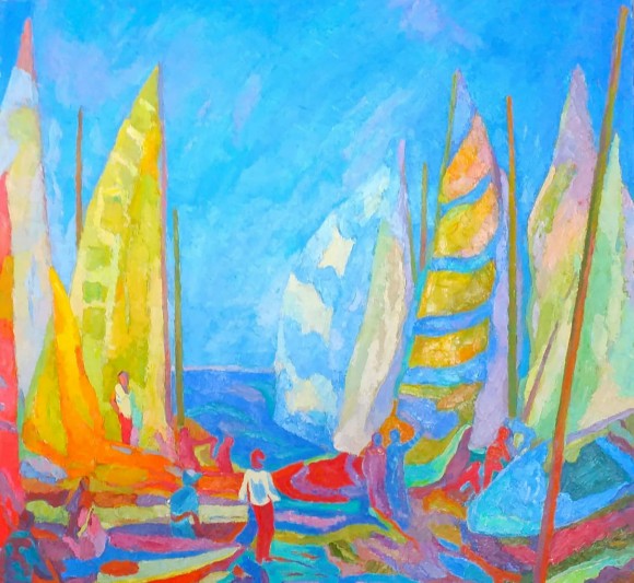 Painting Yacht club, artist Pavlyuk Galina - sold