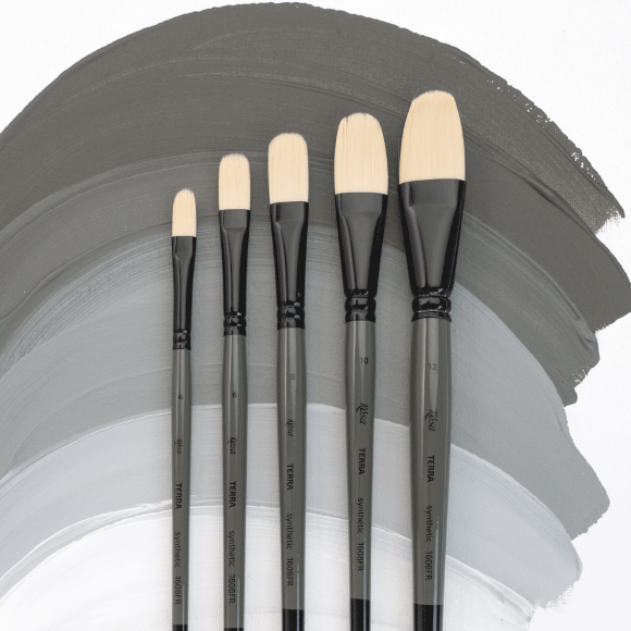 Кисть синтетика овальная TERRA 1608FR №1 длинная ручка ROSA