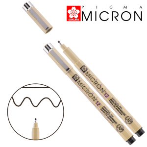 Линер PIGMA MICRON (12), 0,7мм черный Sakura