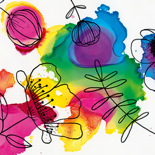 Набор чернил спиртовых Flowers 3 шт. 1 двусторонний маркер 5 л. бумаги А6 Marabu