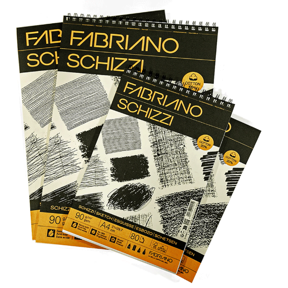 Альбом для эскизов на спирали Schizzi Sketch А4 90г/м2 80л 20% хлопок Fabriano