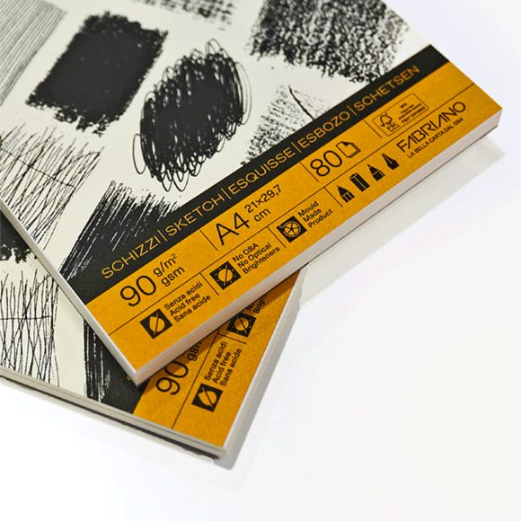 Альбом для эскизов на спирали Schizzi Sketch А4 90г/м2 80л 20% хлопок Fabriano