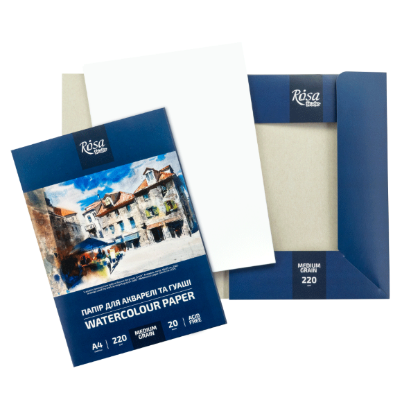 Папка для акварели А3 29,7х42см 220г/м2 20л Среднее зерно ROSA Studio