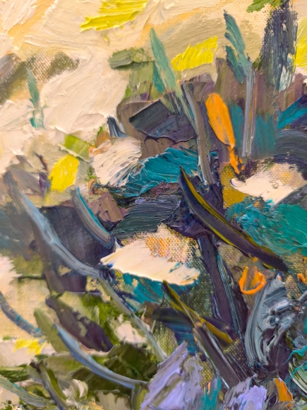 Painting White Chrysanthemums, artist Nina Lytvyn