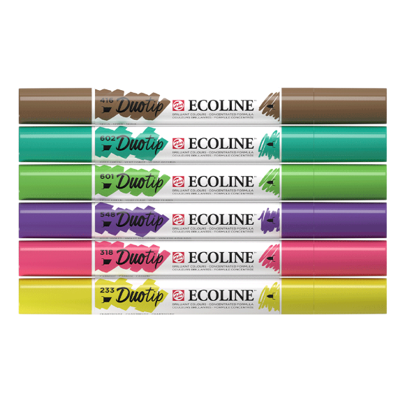Набор акварельных двухсторонних маркеров ECOLINE DUO TIP BOTANIC 6шт Royal Talens