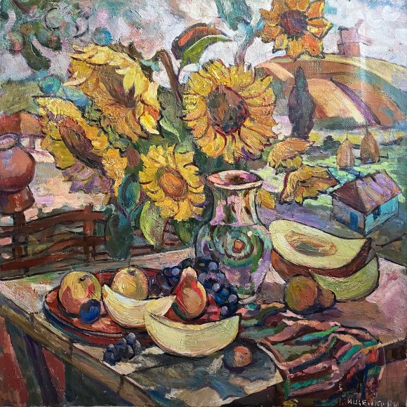 Painting Still life with sunflowers, artist Grishchenko Roman