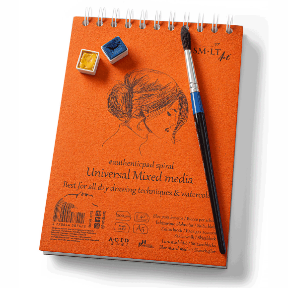 Альбом на спирали AUTHENTIC (mixed media) А5 200г/м2 40л белый цвет SM-LT Art