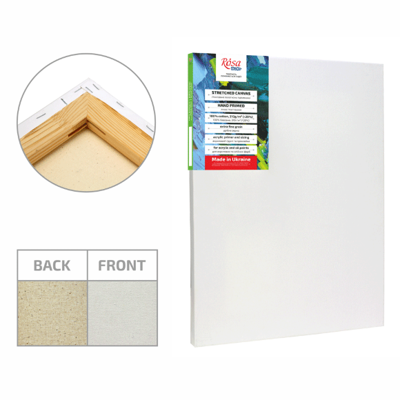 Подрамник 55×75 см модуль №0 мелкое зерно акрил хлопок ROSA Studio Подрамник 55×75 см модуль №0 мелкое зерно акрил хлопок ROSA Studio