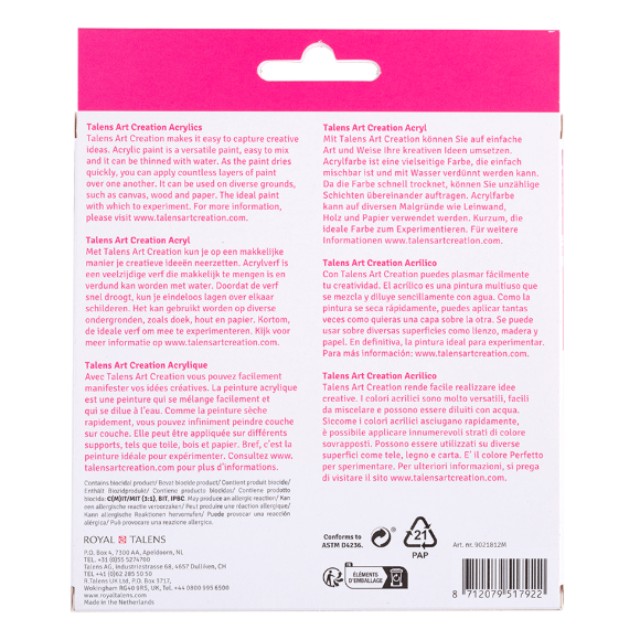 Набор акриловых красок, ArtCreation 12x12мл туба ластичная Royal Talens