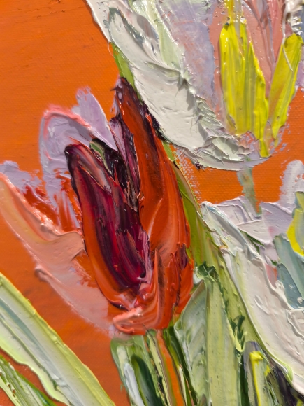 Painting Tulips 5, artist Nina Lytvyn