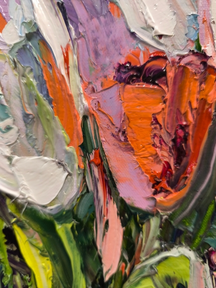 Painting Tulips 5, artist Nina Lytvyn