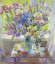 Painting Irises, artist Chebotaru Tamara