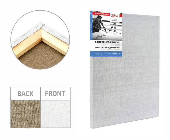 Подрамник 60×135 см модуль №2 среднее зерно масляный грунт лен ROSA Подрамник 60×135 см модуль №2 среднее зерно масляный грунт лен ROSA