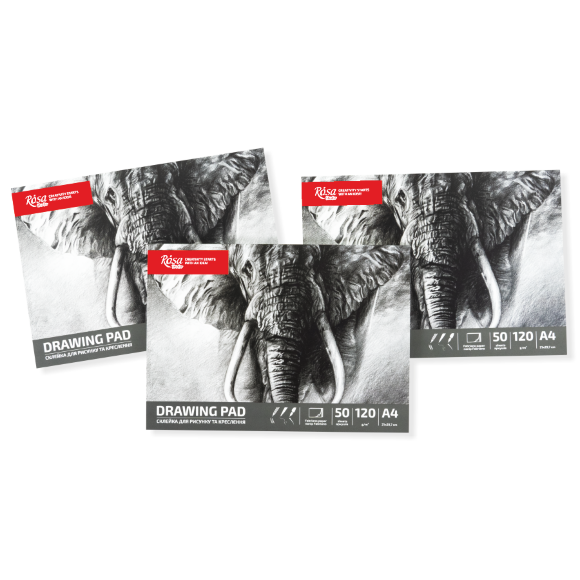 Склейка для рисунка Слон А4 (21[29,7 см) 120г/м2 50л ROSA Studio Склейка для рисунка Слон А4 (21[29,7 см) 120г/м2 50л ROSA Studio