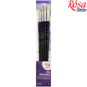 Набор кистей 13 щетина плоская 5шт (№1,2,4,6,8) д.р. ROSA Studio