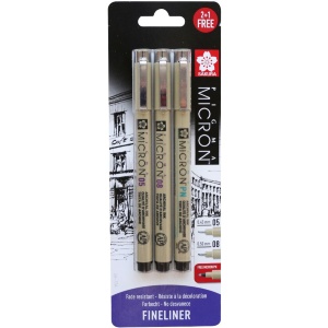 Набор линеров PIGMA MICRON 2шт (0.5/0.8) + 1 PN в ПОДАРОК, черный в блистере, Sakura