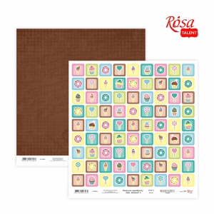 Бумага для скрапбукинга „Cake delicious“ 4 двухсторонняя 30,48х30,48см 200г/м2 ROSA TALENT