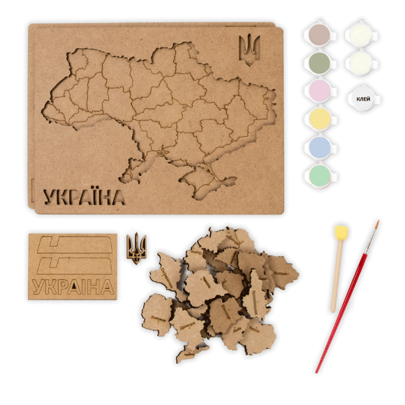 Набор Карта Украины 3D пастельные цвета МДФ 24 5х18 5см ROSA TALENT