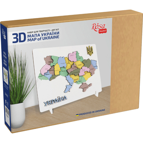 Набор Карта Украины 3D пастельные цвета МДФ 24 5х18 5см ROSA TALENT