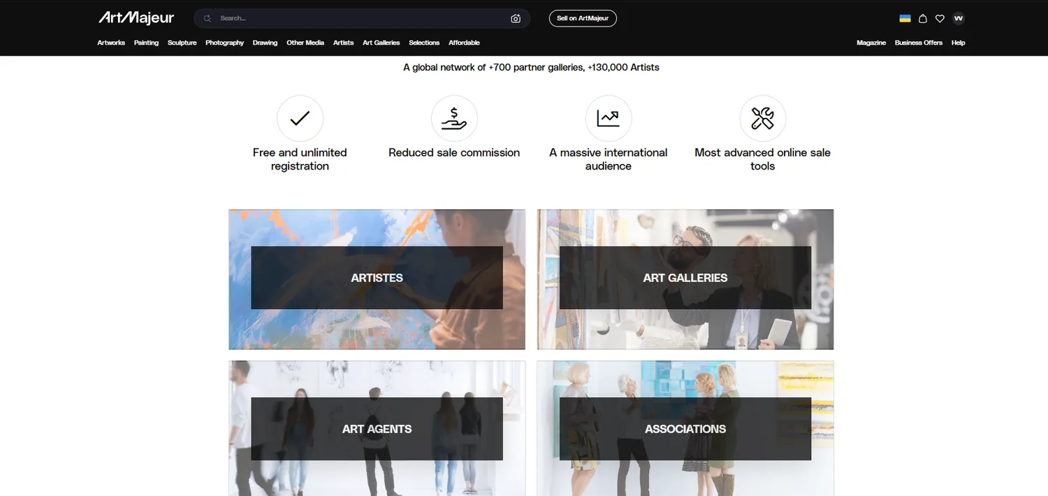 Страница Sell on ArtMajeur