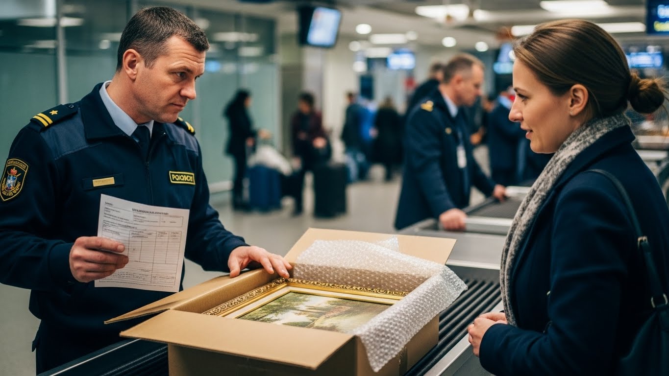 Проверка картины на таможне при отправке за границу в подарок