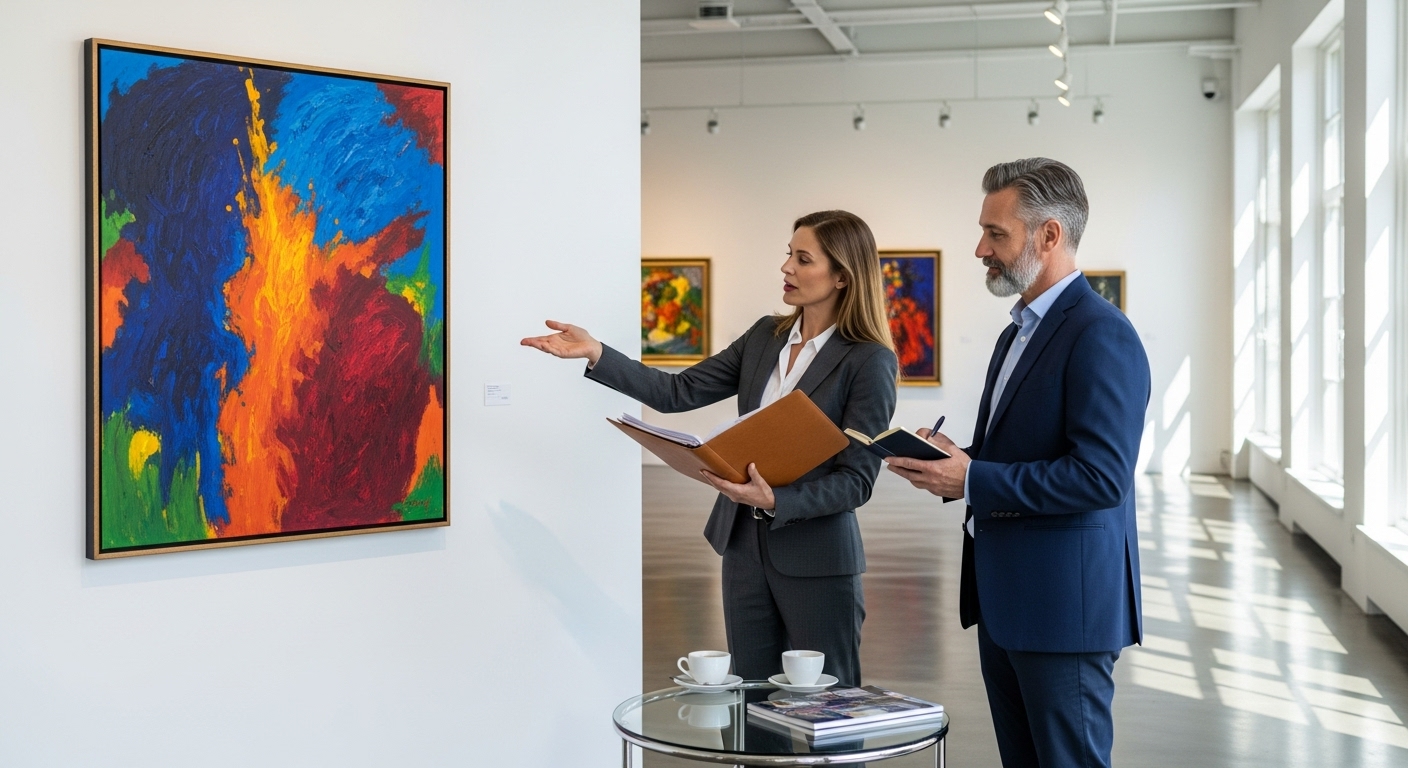 Экспертная оценка картины перед продажей на аукционах Christie’s и Sotheby’s Эксперты в галерее проводят оценку и обсуждают картину перед подачей на международный аукцион