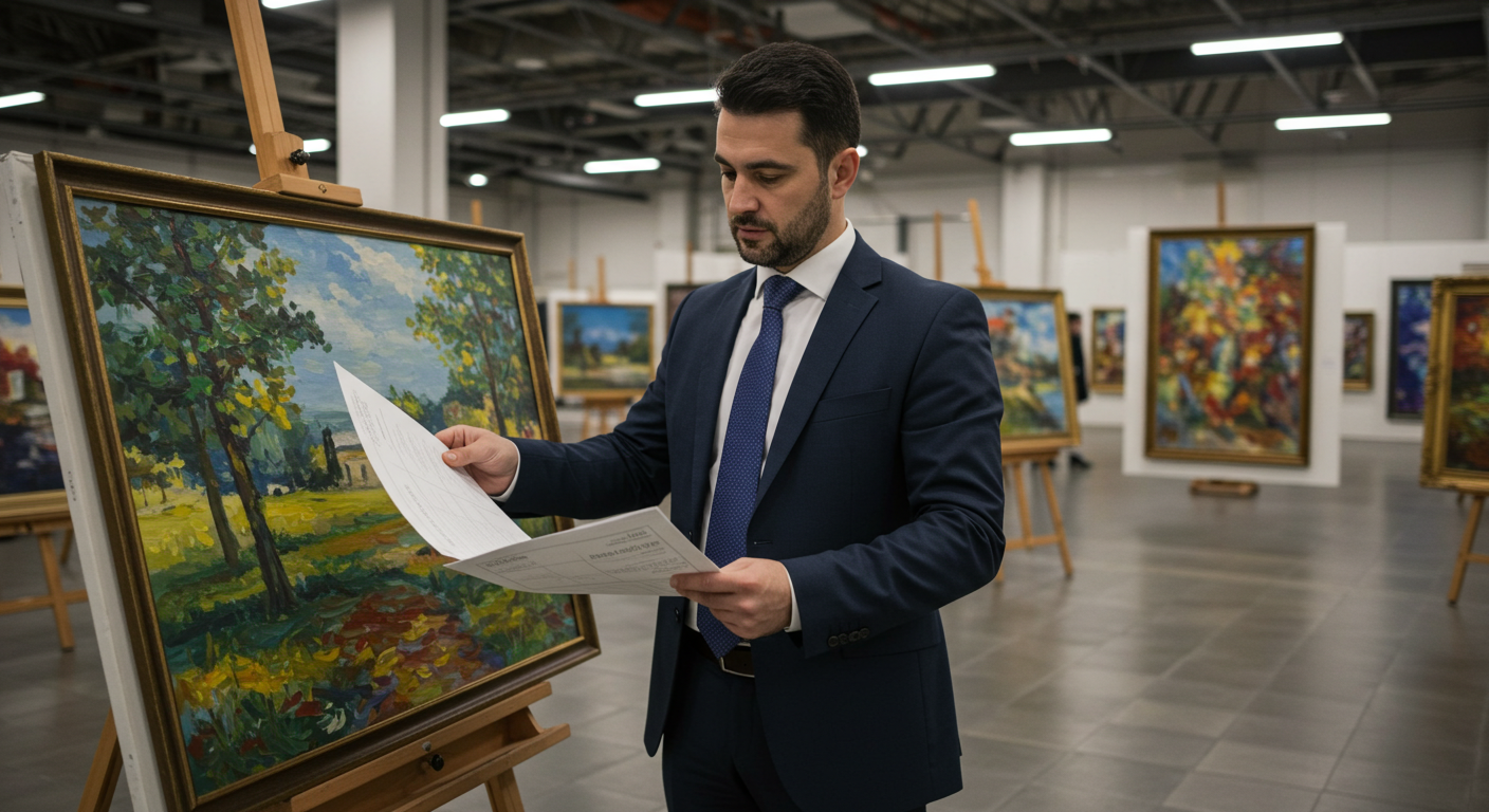 Експерт перевіряє документи на вивіз картини
